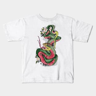 Snake with flowers Kids T-Shirt